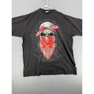 Pro Power Piceno Red Bandana Skull Chain Gang Graphic T-Shirt Black Mens 3XL Tee